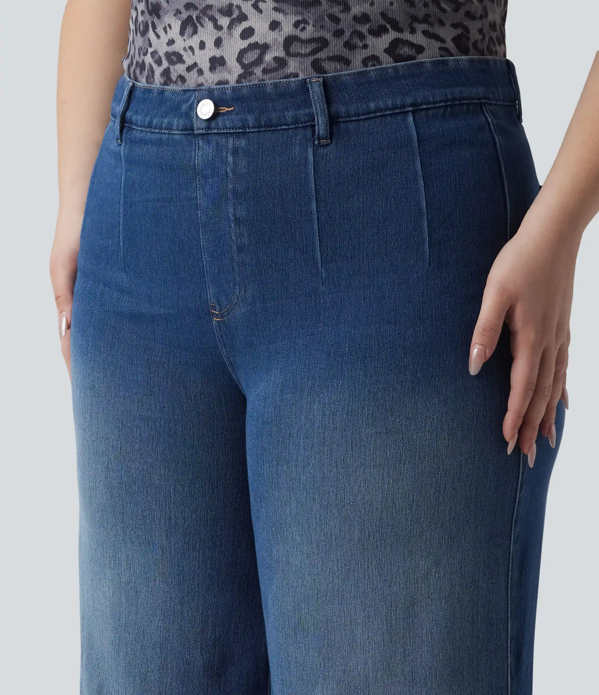 Halara Flex™ Plus Size High Waisted Tummy Control Wide Leg Casual Jeans with Pockets