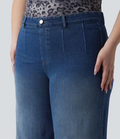 Halara Flex™ Plus Size High Waisted Tummy Control Wide Leg Casual Jeans with Pockets