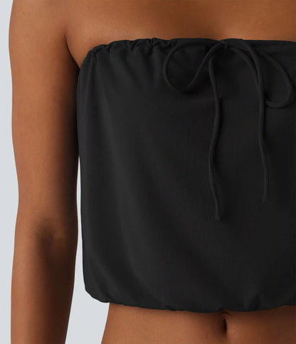 SoftlyZero™ Tube Lace Up Cropped Casual Tank Top