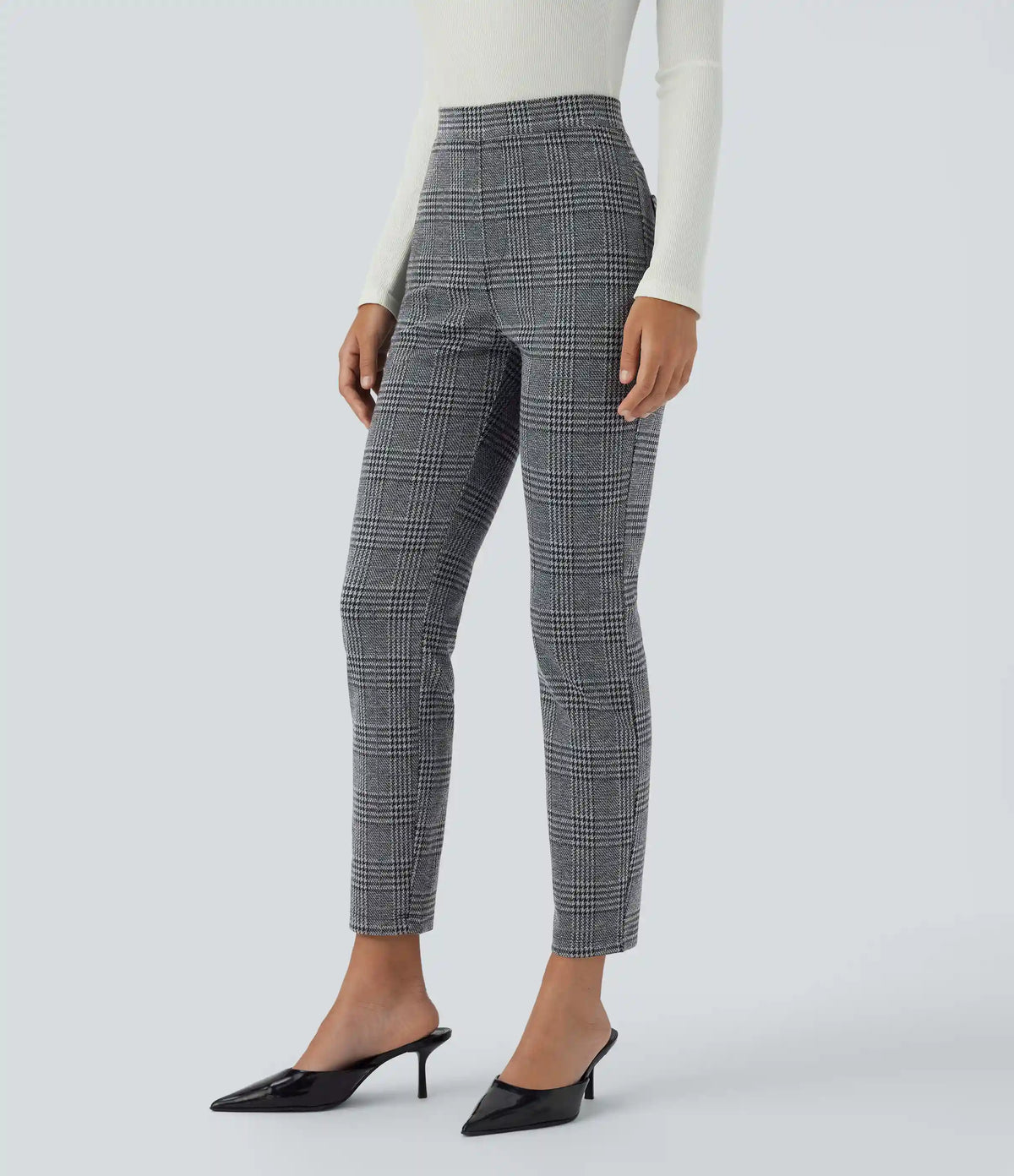 Halara Flex™ High Waisted Pocket Houndstooth Plaid Skinny Work Pants