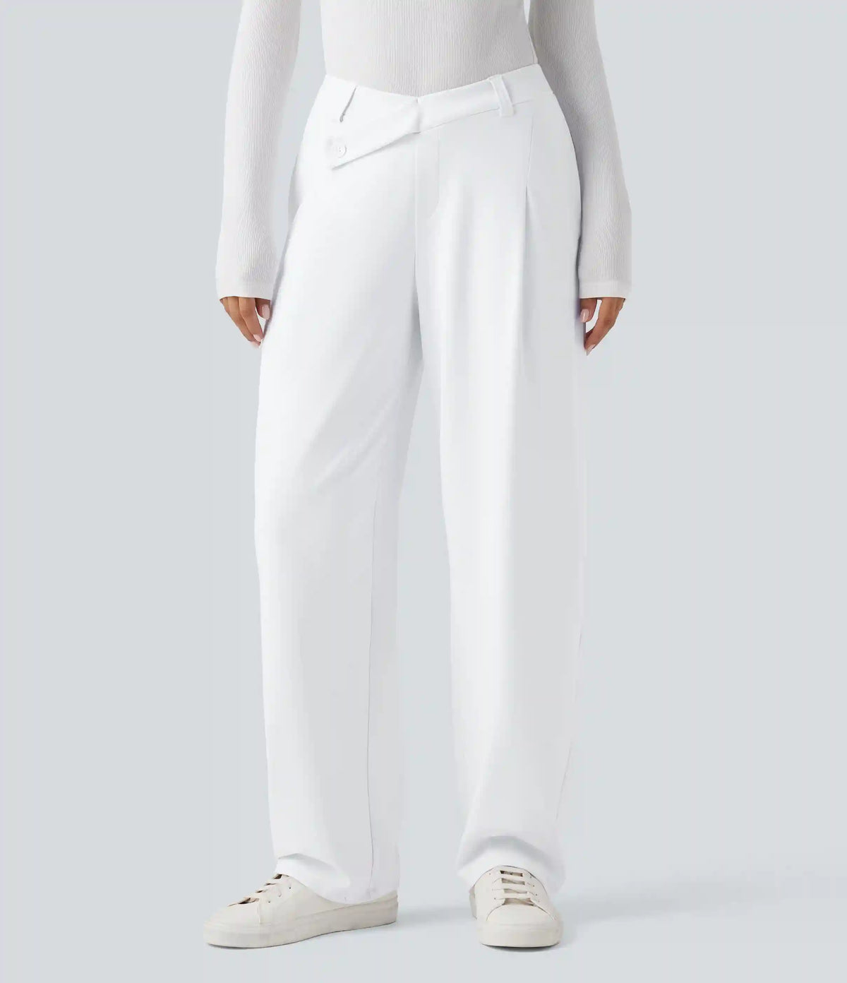 Halara Flex™ DayStretch Asymmetric Mid Rise Barrel Leg Work Pants with Pockets