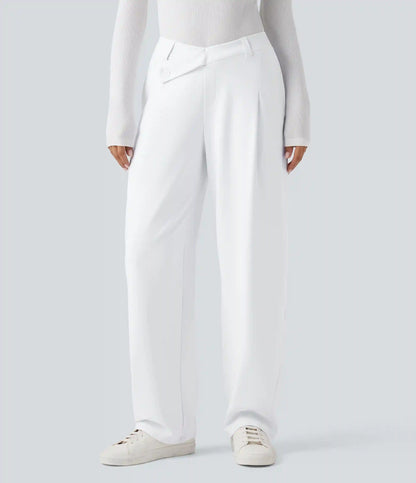Halara Flex™ DayStretch Asymmetric Mid Rise Barrel Leg Work Pants with Pockets