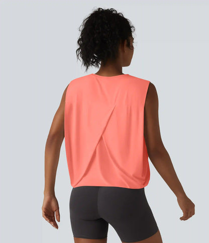 Round Neck Crossover InstantCool Yoga Tank Top-UPF50+