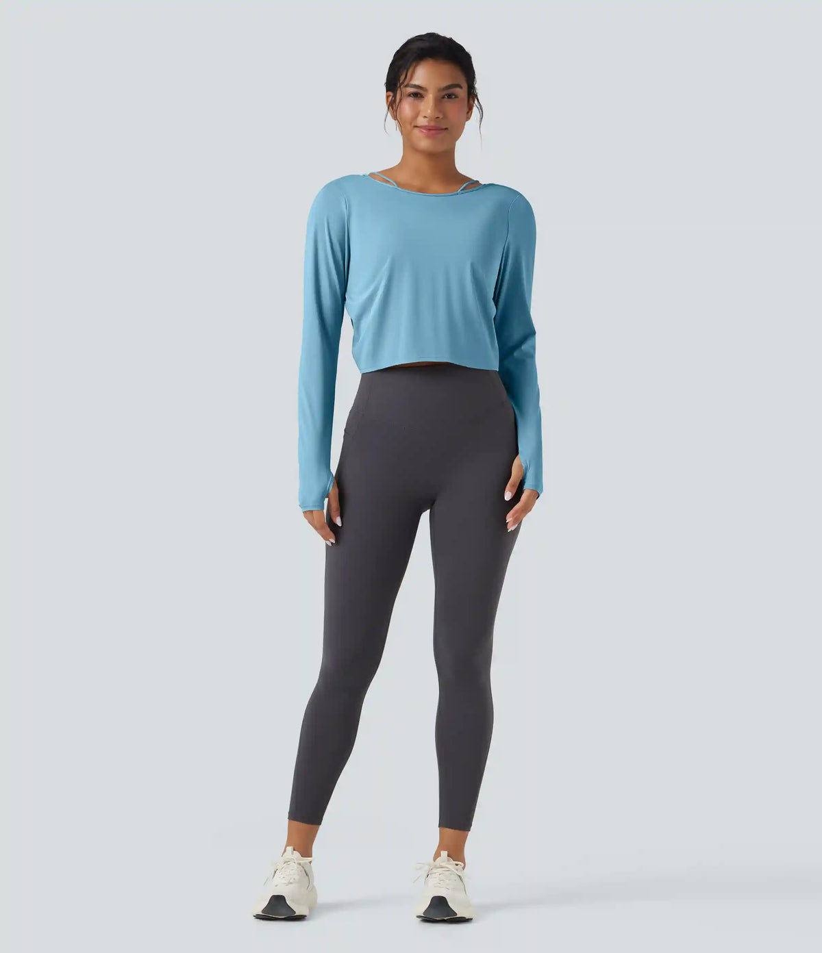 SoftlyZero™ QuickDry Backless Twist-back Long Sleeve Thumb Holes 2-in-1 Yoga Sports Top