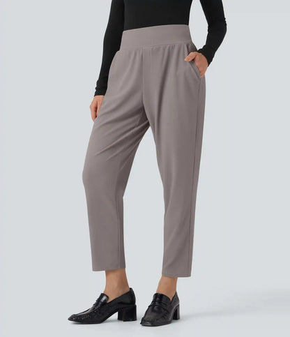 Halara Flex™ Mid Rise Tummy Control Micro Waffle Work Tapered Pants with Pockets