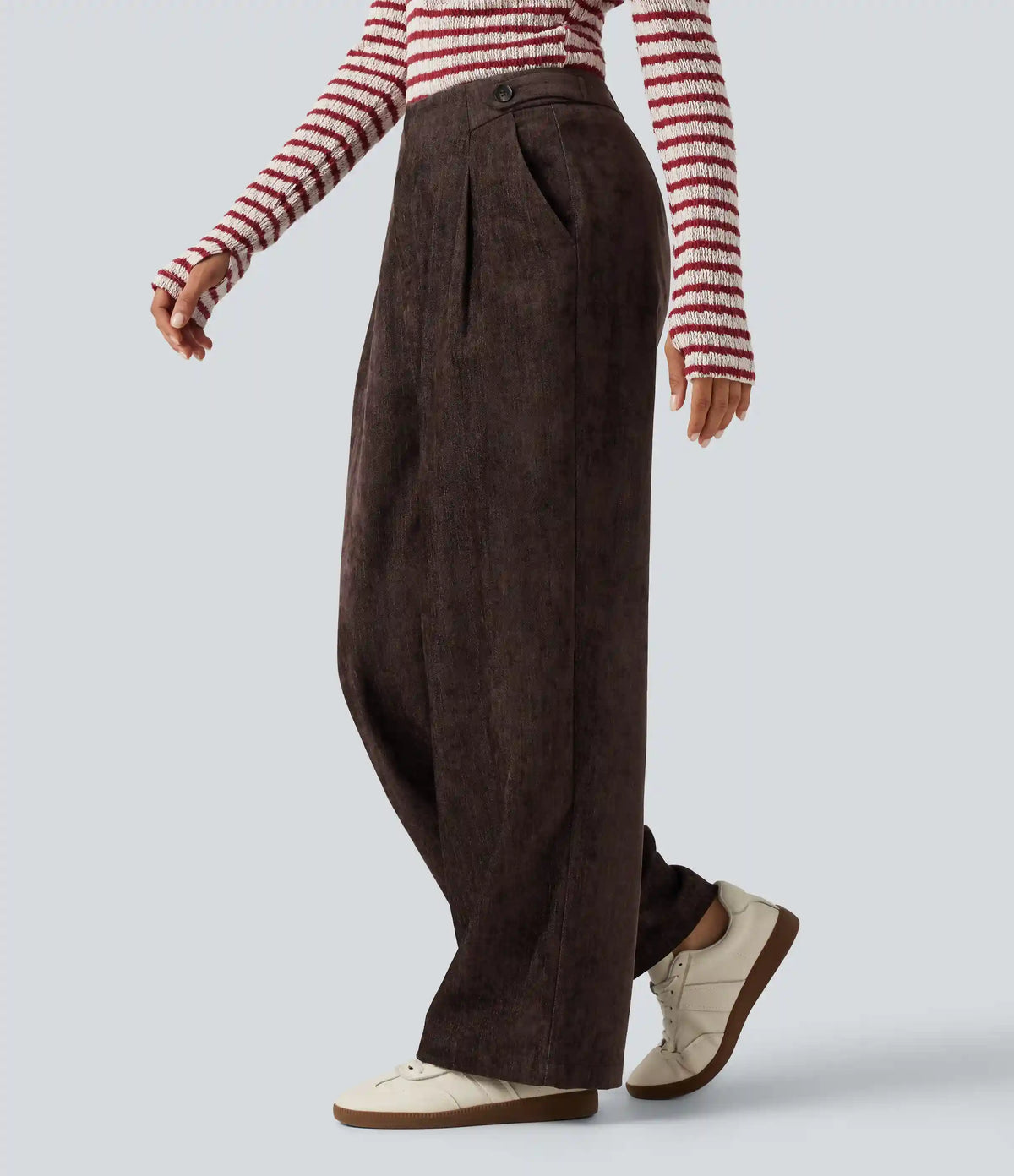 High Waisted Wide Leg Work Pants with Pockets