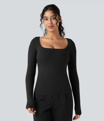 Halara HeatCore Scoop Neck Long Sleeve Work Warming T-Shirt