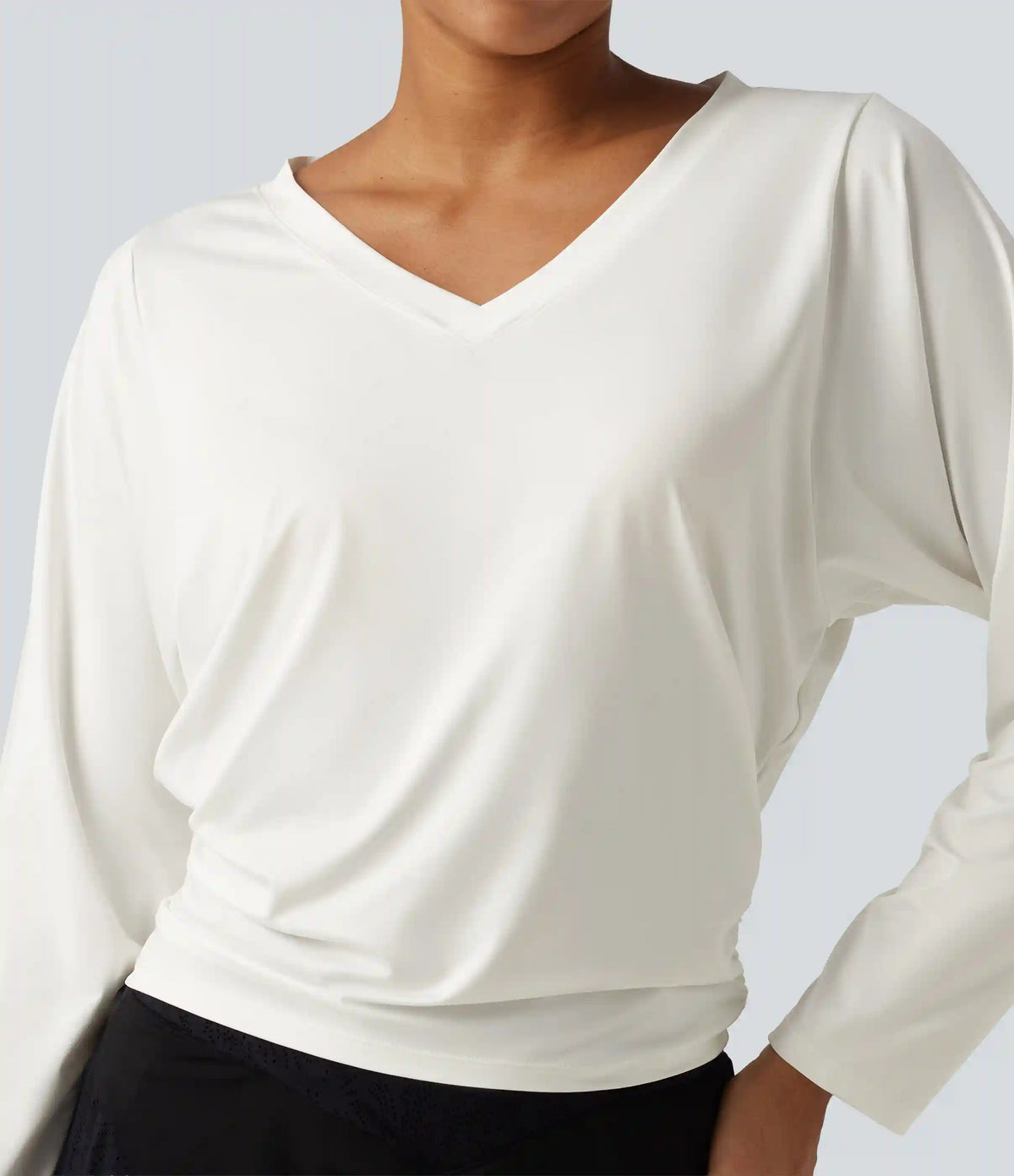 Sweetheart Neck Long Sleeve Ruched Yoga Sports Top