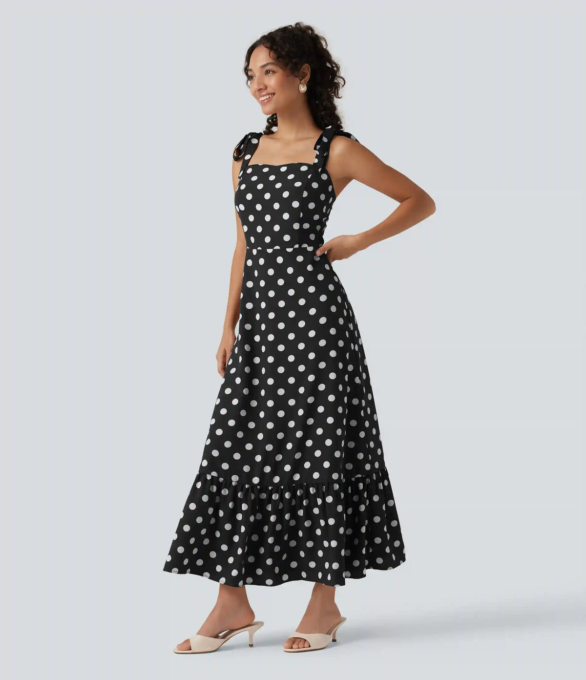 Square Neck Polka Dot Maxi Tank Dress