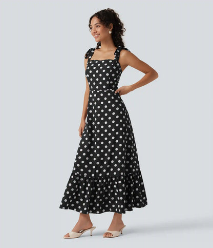 Square Neck Polka Dot Maxi Tank Dress