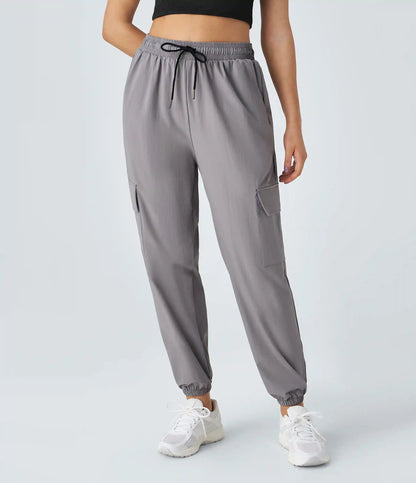 Mid Rise Drawstring Pocket Casual Cargo Joggers