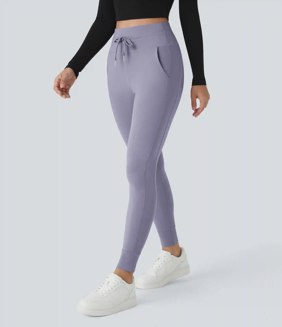 SoftlyZero™ Plush High Waisted Drawstring Pocket Plain Full Length Joggers