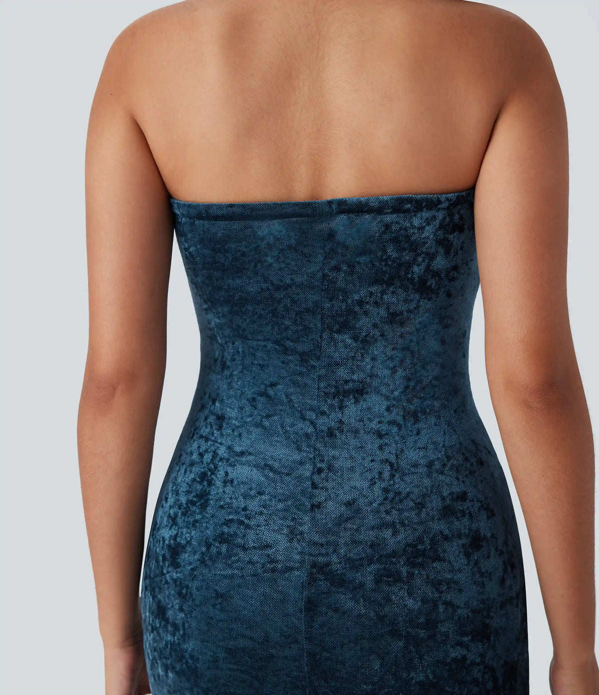Tube Tie Front Bodycon Mermaid Velvet Mesh Maxi Dress