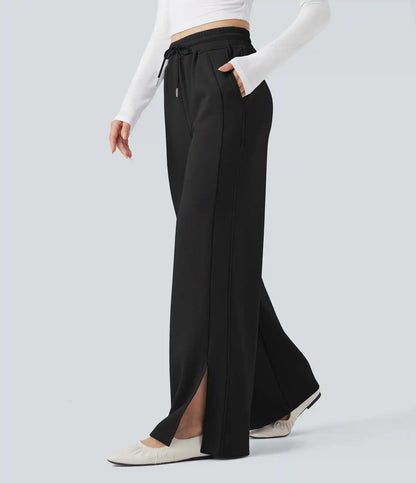High Waisted Drawstring Casual Pants with Pockets