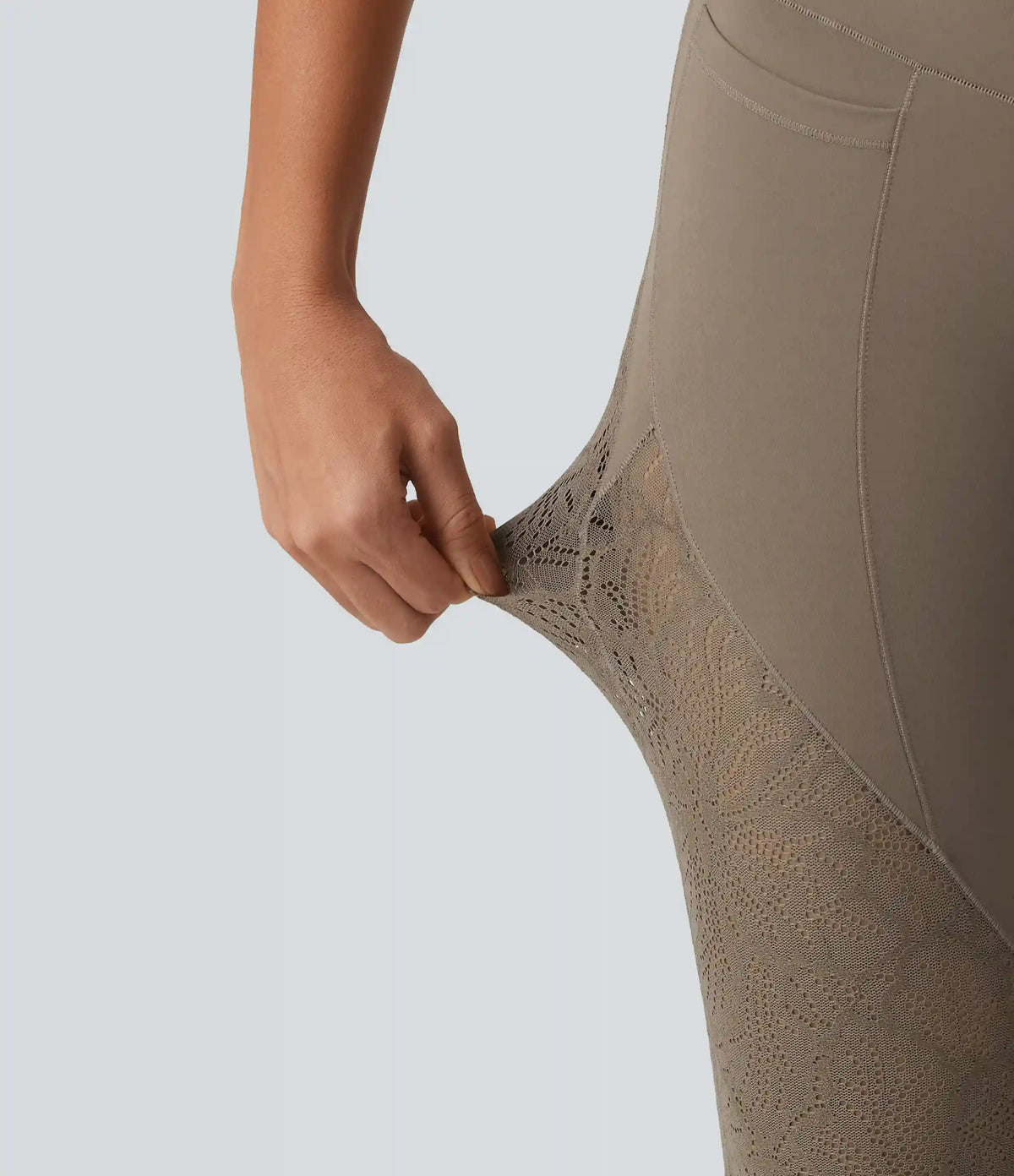Halara UltraSculpt™ High Waisted Tummy Control Contrast Lace Yoga Flare Leggings with Pockets