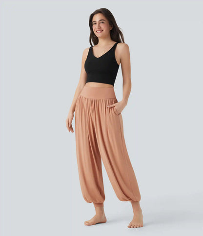 High Waisted Tummy Control Yoga Baggy Joggers with Pockets