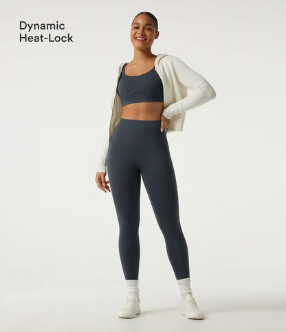 Halara Ultrasculpt™ Extra Heat High Waisted Tummy Control Crossover Back Fleece Running Leggings with Pockets