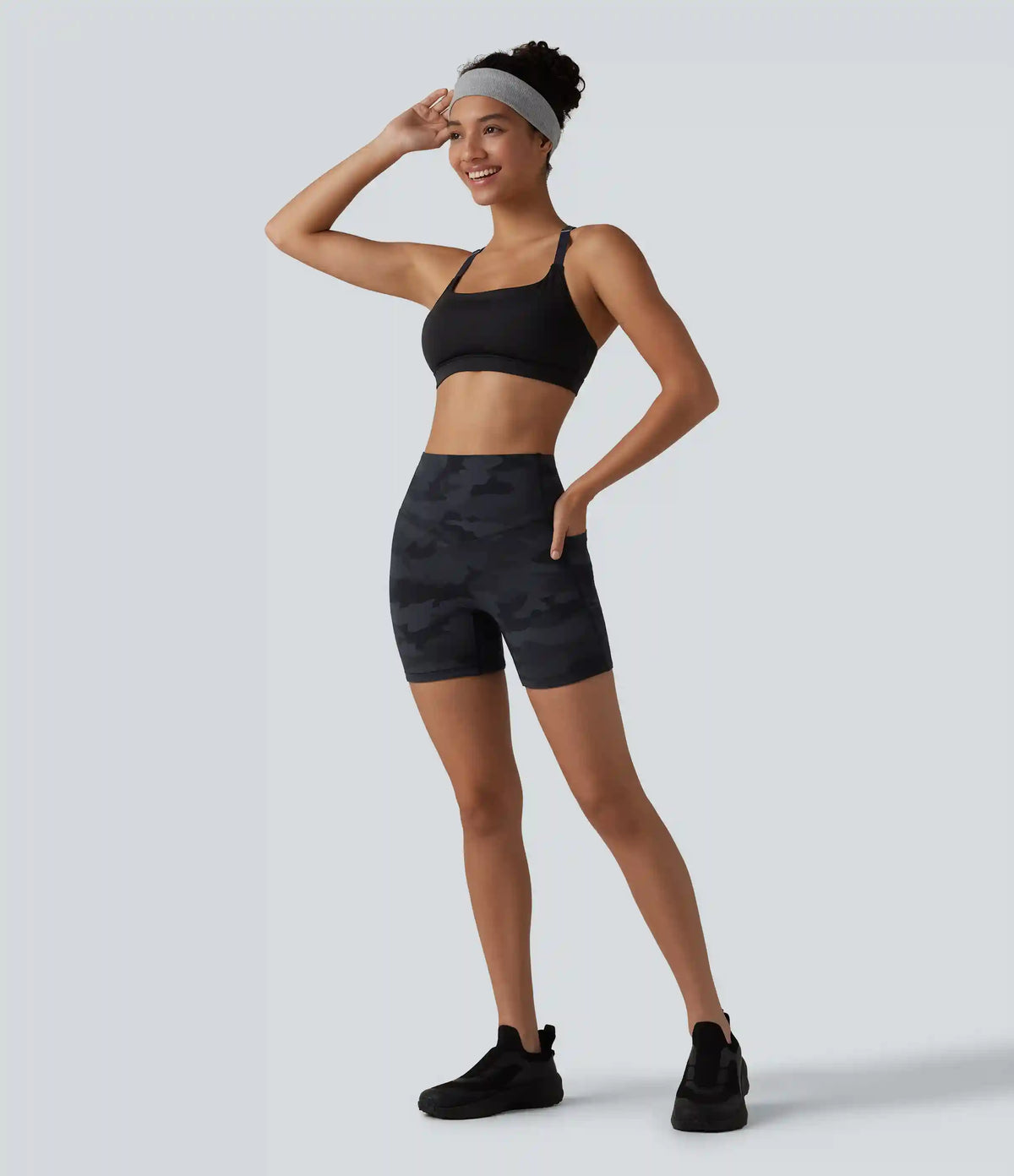 Halara UltraSculpt™ Camo Print High Waisted Tummy Control Training Biker Shorts 5'' with Pockets