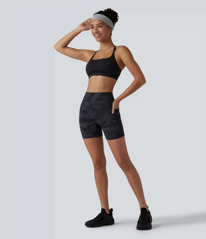 Halara UltraSculpt™ Camo Print High Waisted Tummy Control Training Biker Shorts 5'' with Pockets