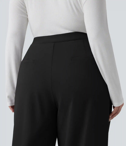 Plus Size Halara Flex™ DayStretch Asymmetric High Waisted Barrel Leg Work Pants with Pockets