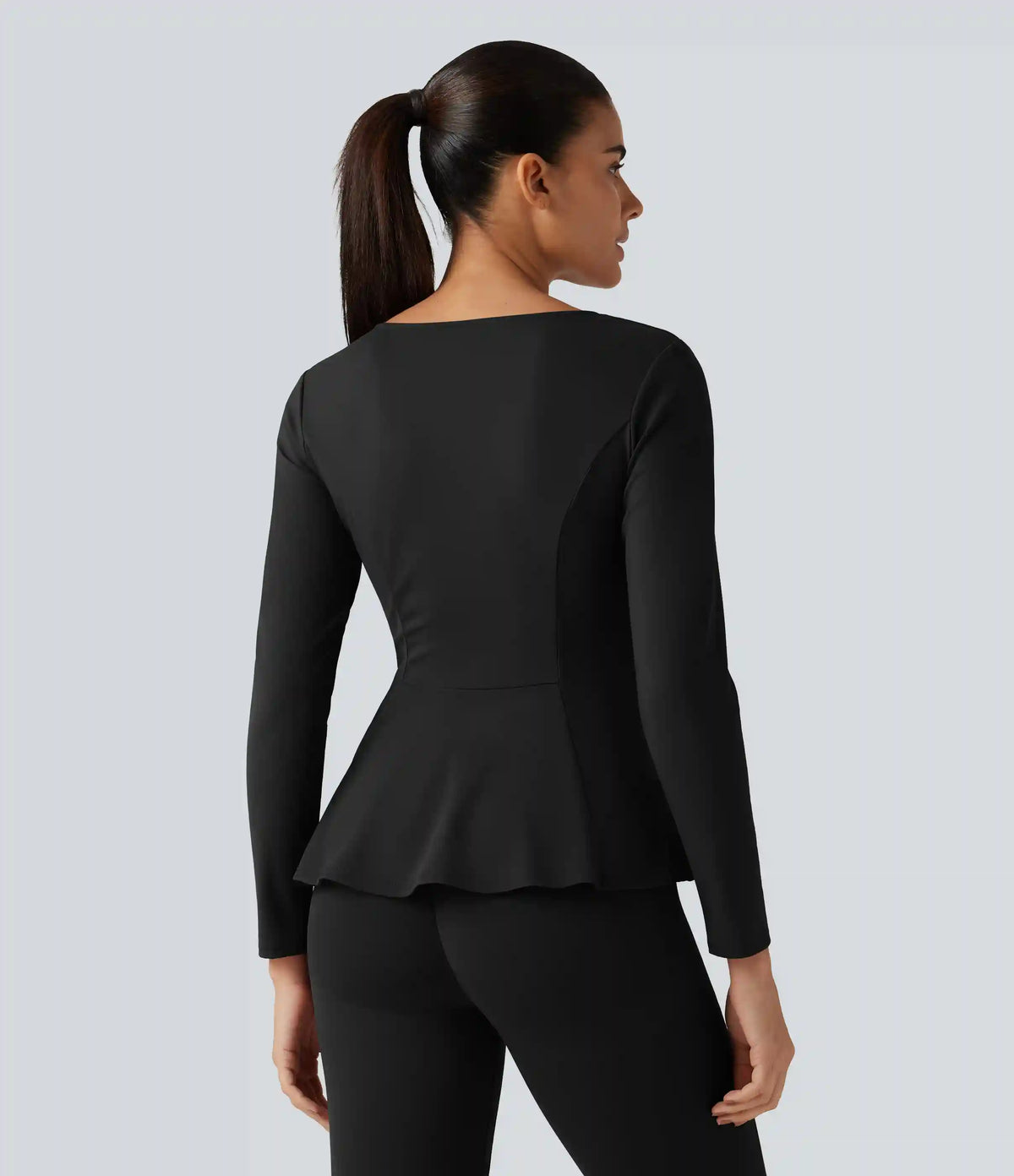 SoftlyZero™ Plush V Neck Long Sleeve Slim Ruffle Hem Yoga Jacket with Pockets