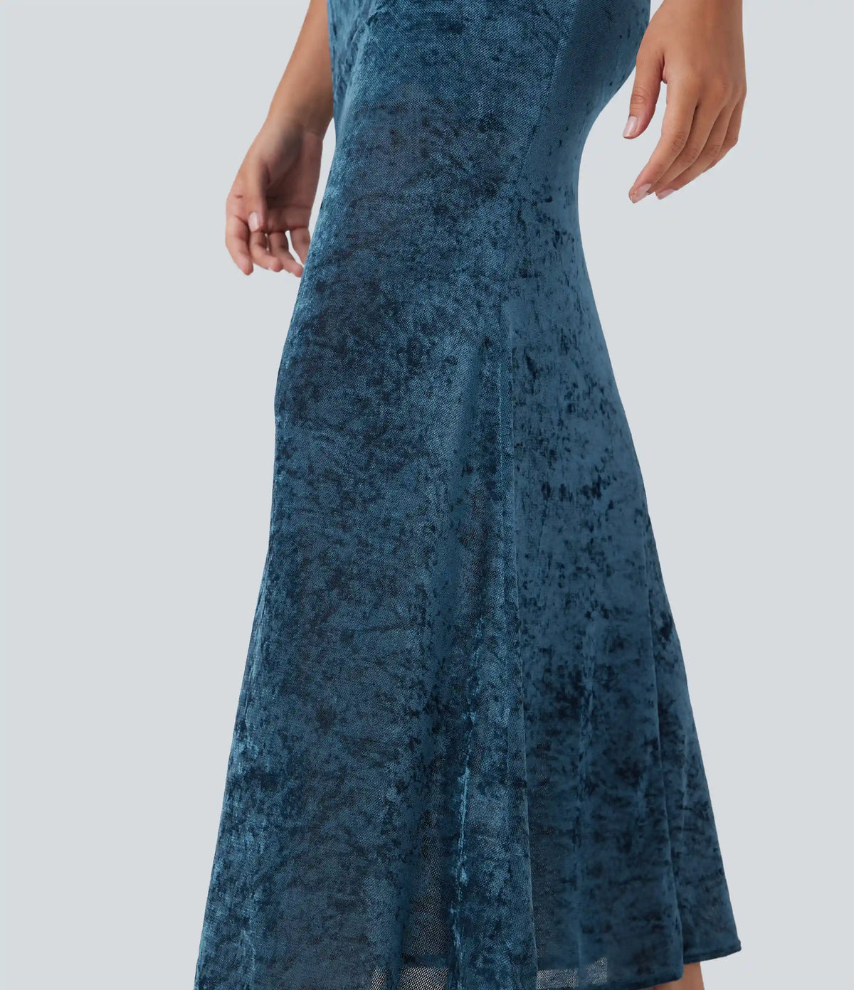 Tube Tie Front Bodycon Mermaid Velvet Mesh Maxi Dress