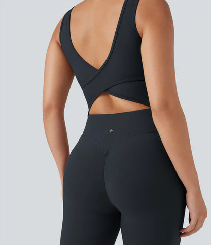 Halara UltraSculpt™ V Neck Tummy Control Butt Lifting Workout Jumpsuit with Pockets