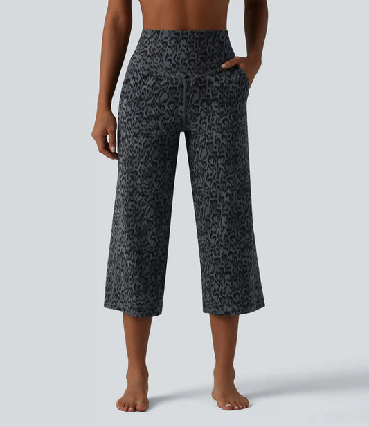 Halara UltraSculpt™ Leopard Print High Waisted Tummy Control Straight Leg Cropped Yoga Pants with Pockets