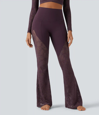 Halara UltraSculpt™ High Waisted Tummy Control Contrast Lace Yoga Flare Leggings with Pockets