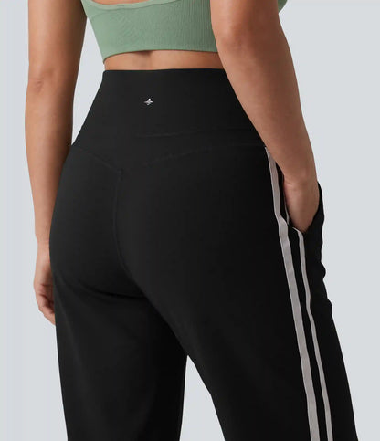Plus Size Halara UltraSculpt™ High Waisted Tummy Control Color Block Stripes Yoga Baggy Pants with Pockets