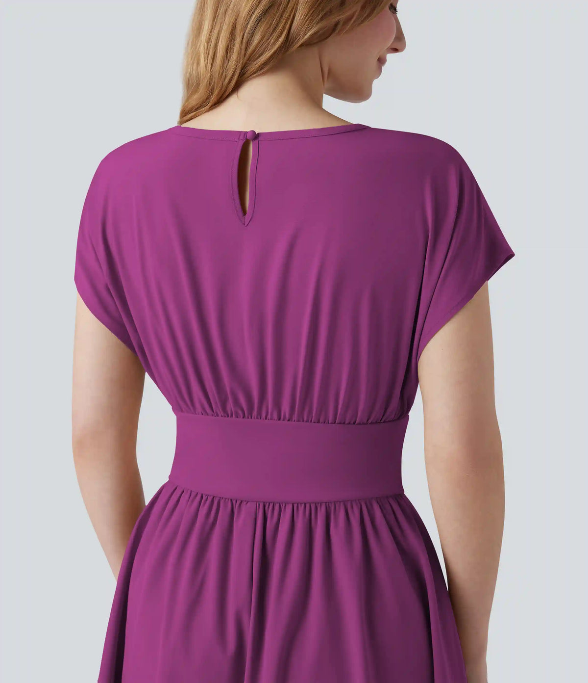 Breezeful™ Batwing Short Sleeve Flowy Quick Dry Mini Work Dress with Pockets