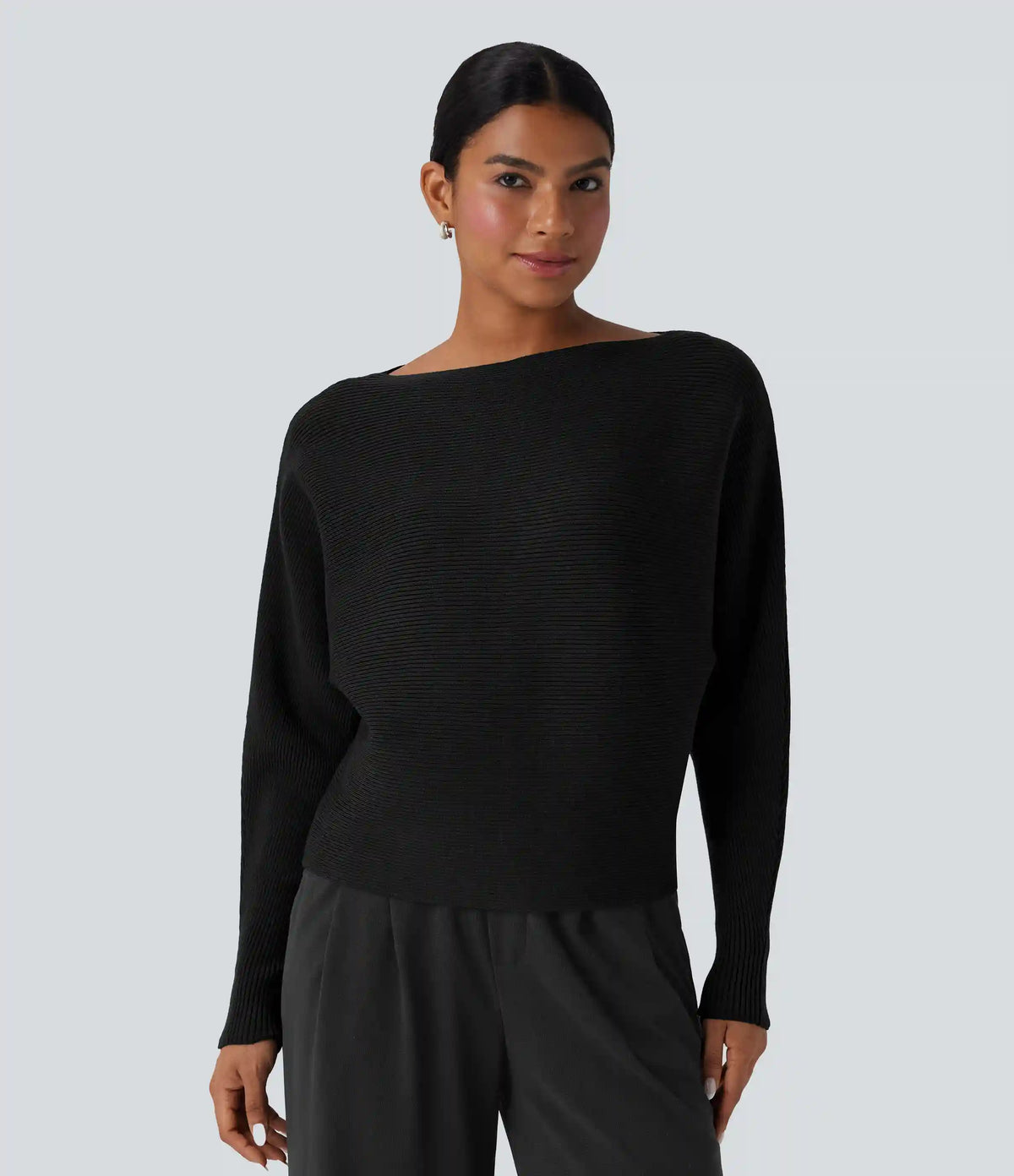 Boat Neck Batwing Sleeve Casual Sweater