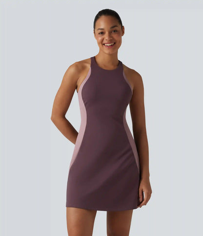Softlyzero™ Airy Built-in Bra Color Block 2-in-1 InstantCool Mini Tennis Active Dress with Pockets-Easy Peezy Edition