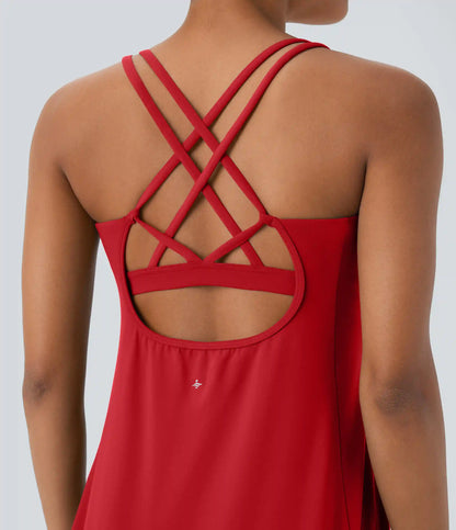 SoftlyZero™ Plush Cut Out Pocket 2-Piece Mini Yoga Active Dress