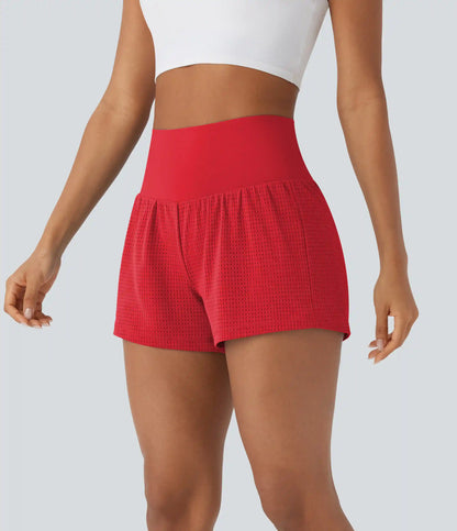 Super High Waisted Tummy Control Perforated 2-in-1 Yoga Shorts
