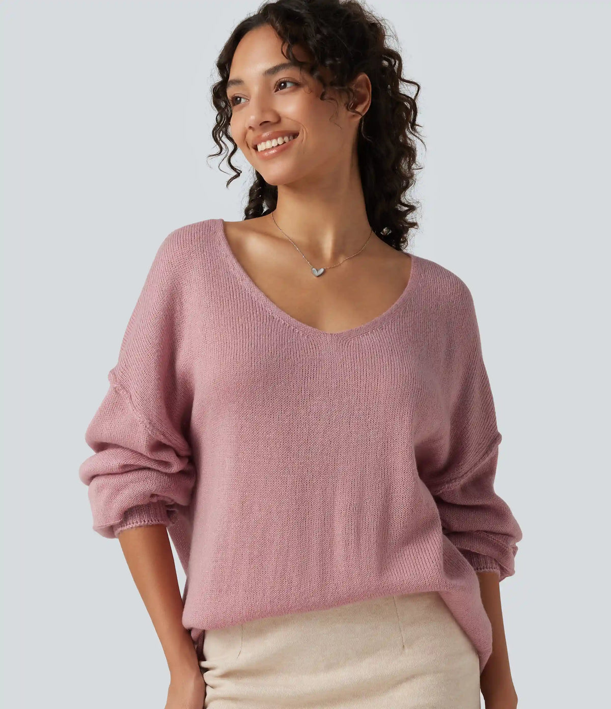 V Neck Long Sleeve Casual Sweater