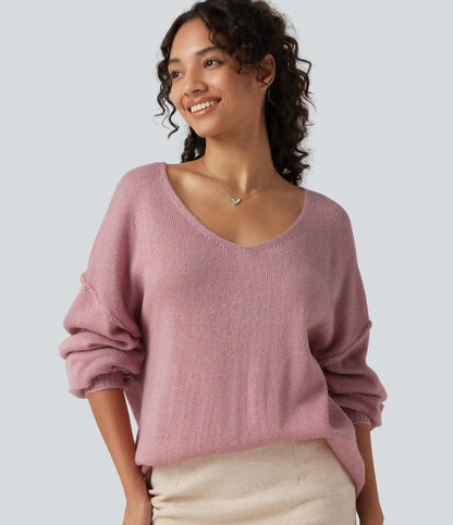 V Neck Long Sleeve Casual Sweater