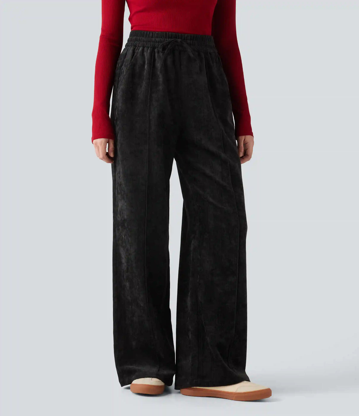 High Waisted Drawstring Baggy Casual Pants with Pockets