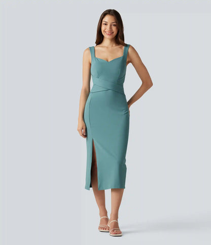 Sweetheart Neck Built-in Bra Bodycon Midi Casual Dress