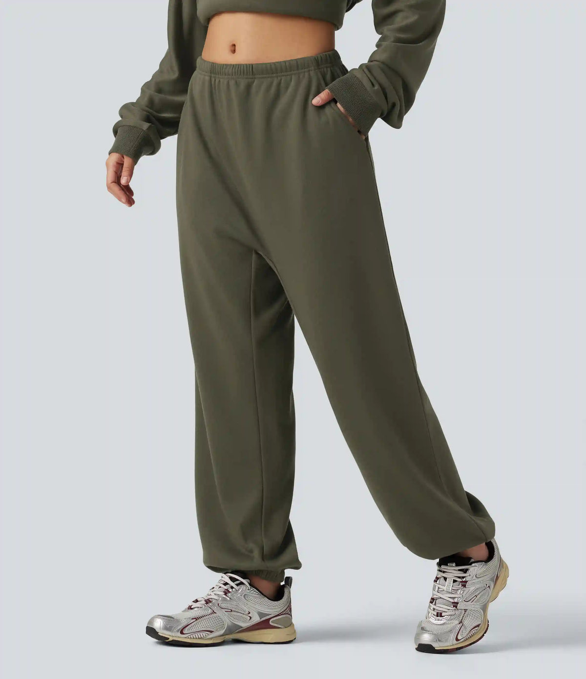Low Rise Inner Drawstring Casual Jogger Sweatpants with Pockets