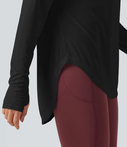 Off Shoulder Long Sleeve Build-in Bra Quick Dry Yoga Sports Tops