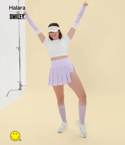 Halara X Smiley® Breezeful™ High Waisted Pleated 2-in-1 Asymmetric Hem Quick Dry Mini Dance Skirt with Pockets