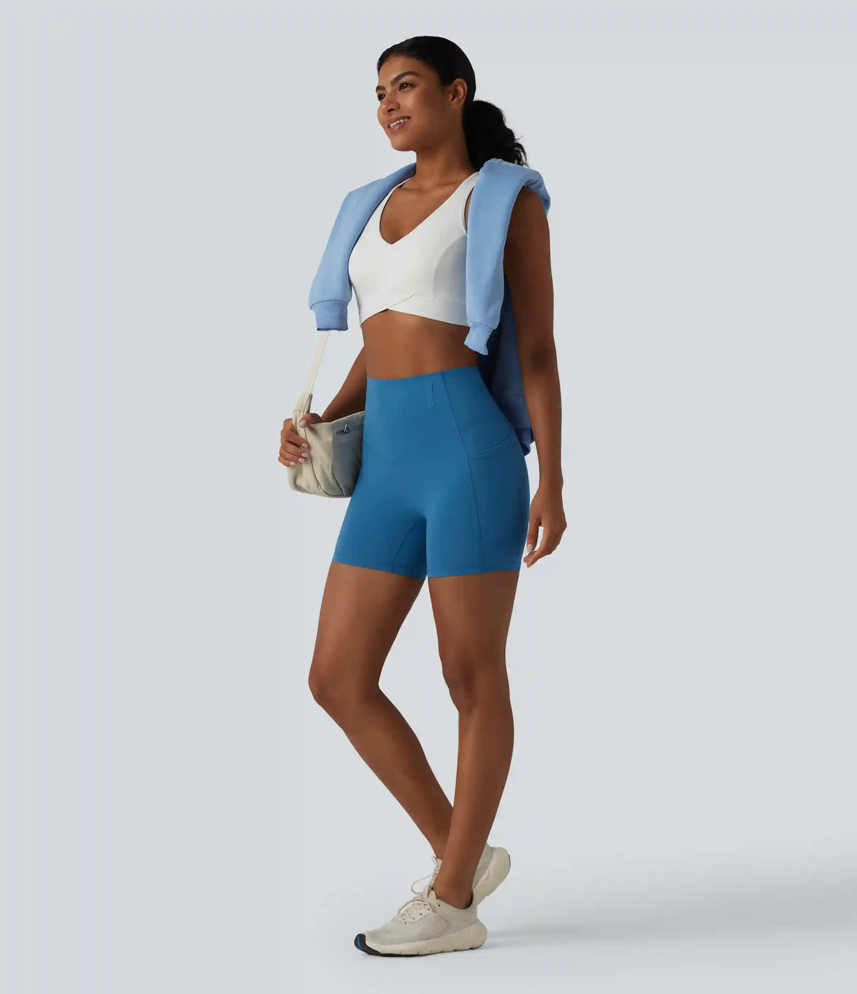 Halara UltraSculpt™ High Waisted Anti-Roll Tummy Control Shaping Workout Biker Shorts 5'' with Pockets