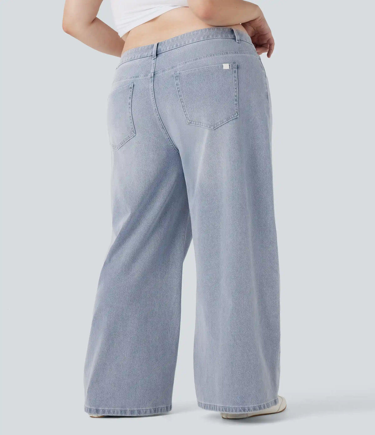 Plus Size Halara Flex™ Low Rise Wide Leg Washed Casual Jeans with Pockets