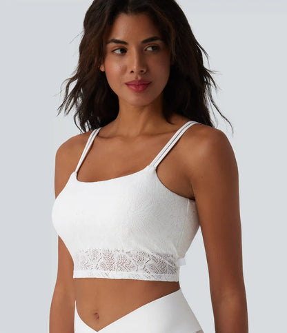 SoftlyZero™ U Neck Lace Cropped Yoga Tank Top
