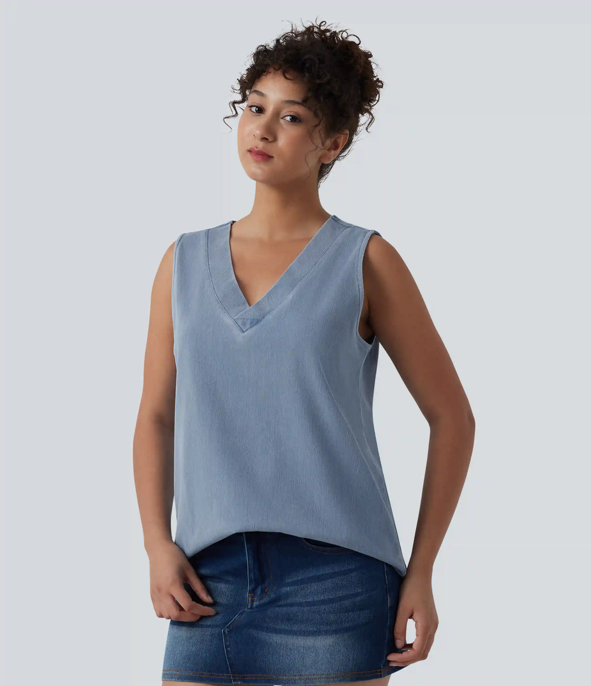 Halara Flex™ V Neck Denim Casual Tank Top