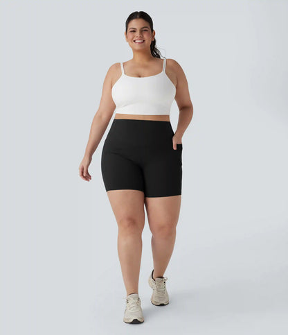 Plus Size Halara UltraSculpt™ High Waisted Scrunch Butt Lifting Tummy Control Shaping Training Biker Shorts 7'' with Pockets