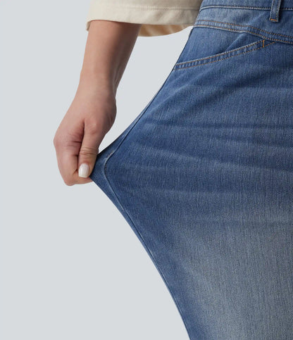 Halara Flex™ Plus Size High Waisted Split Capri Casual Slim Jeans with Pockets
