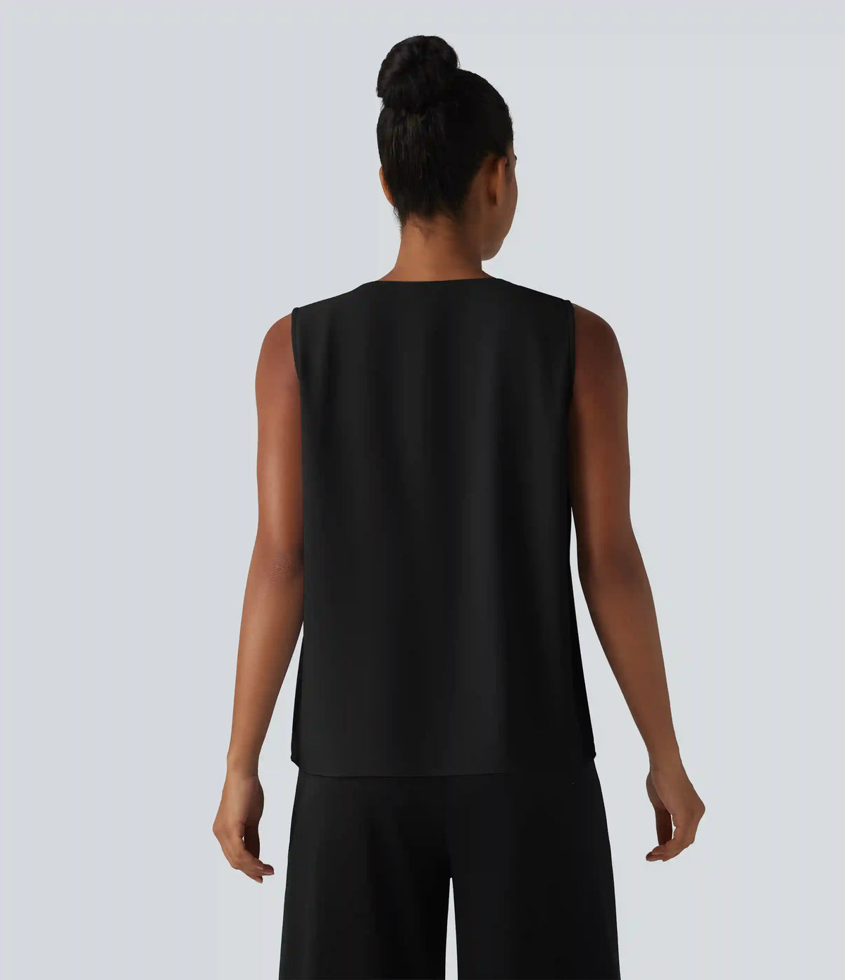 Wrinkle Recovery V Neck Sleeveless Oversized Work Blouse
