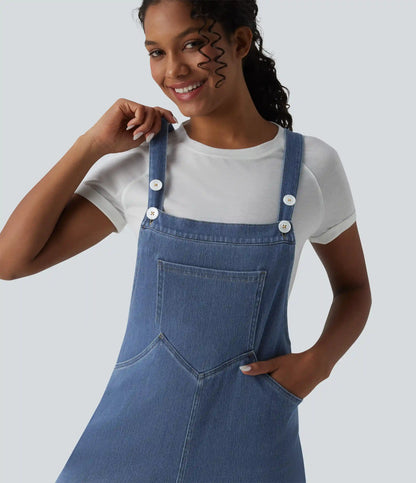 Halara Flex™ Wide Leg Denim Casual Overalls with Pockets